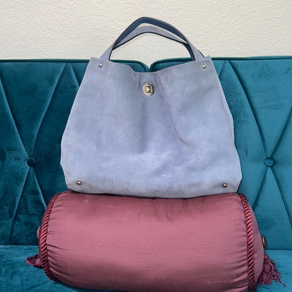 Kate Spade sky blue suede hobo bag w/ small top handles Excellent used condition